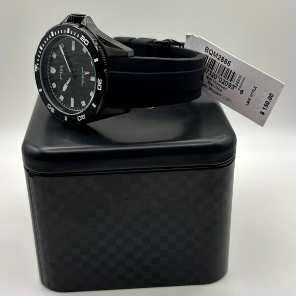 Fossil Dalton BQM2886 Men’s 42mm Black Silicone Strap Quartz Watch NIBWT - Picture 5 of 17
